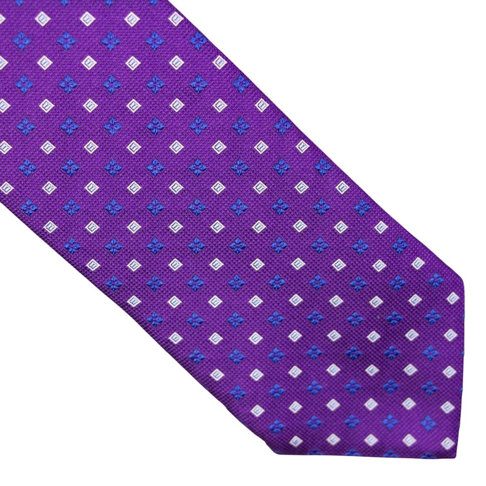 VTG‎ Brooks Brothers Mens Purple Geometric Floral Neck Tie 100% Silk Made in USA